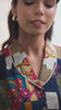 Close-up of Chanderi Silk fabric on Black Abstract Co-Ord Set