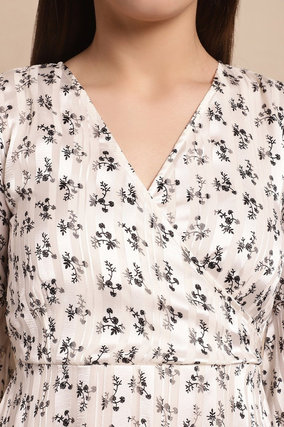 White Color Floral Printed Georgette  Dress For Women Claura Designs Pvt. Ltd. Ethic dress Dresses, Floral, Georgette, Long Sleeves, Party wear, Printed, White
