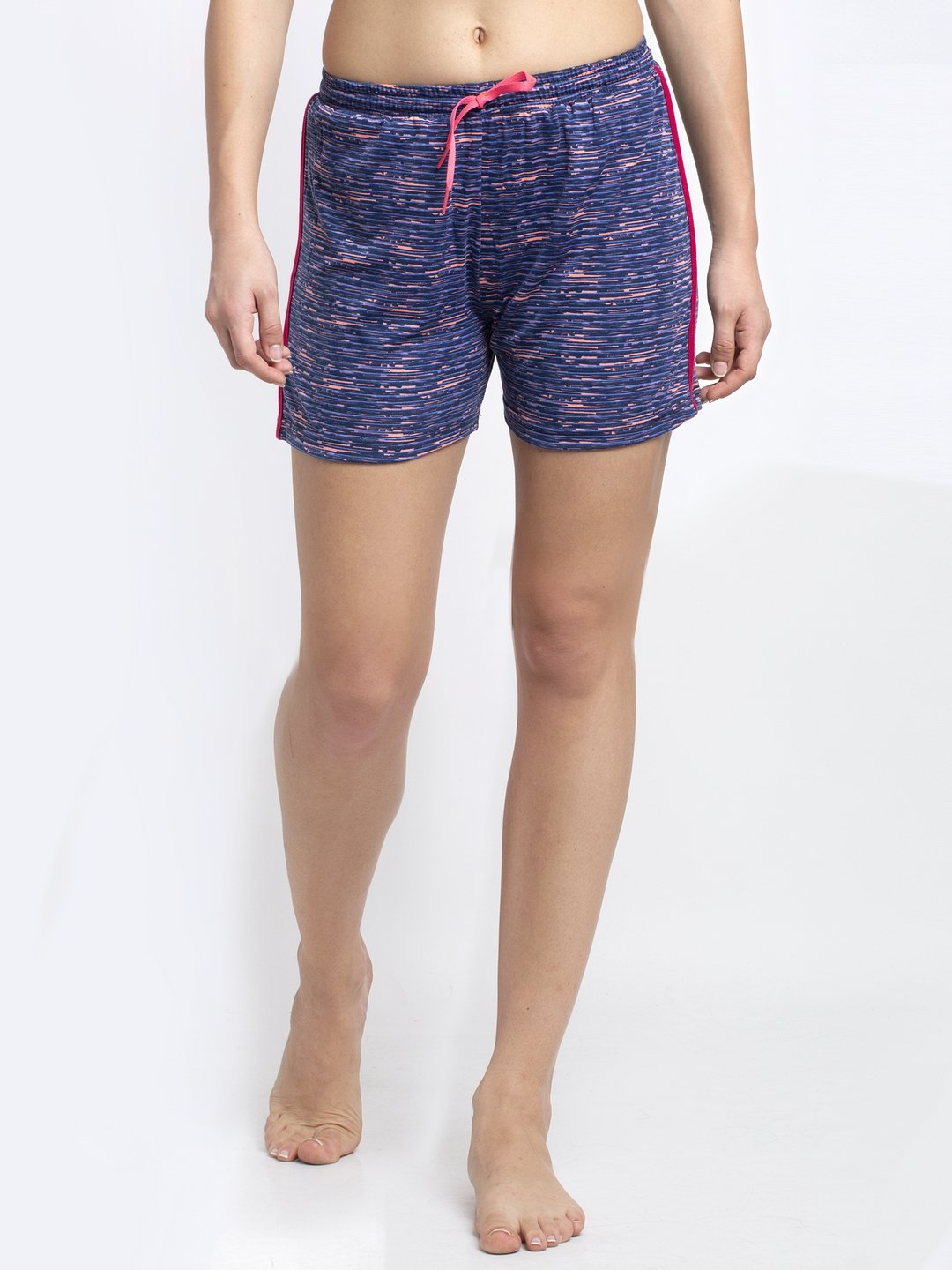 Blue Solid Printed Cotton Shorts Claura Designs Pvt. Ltd. Lounge Shorts blue, Cotton, Loungeshort_size, Rayon, Shorts, Women