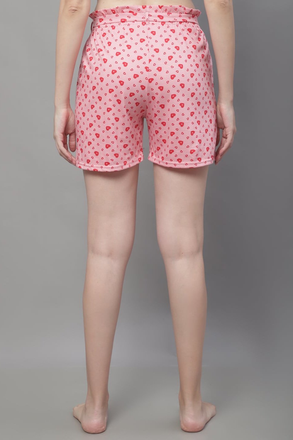 Pink Color Floral Printed Cotton Shorts For Woman Claura Designs Pvt. Ltd. Lounge Shorts Cotton, Floral, Lounge Short, Loungeshort_size, Pink, short, Sleepwear