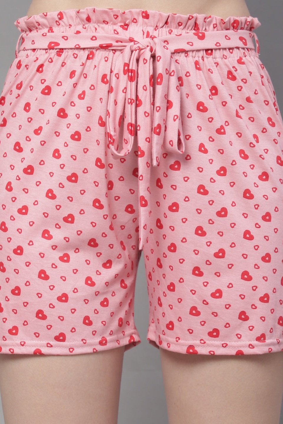 Pink Color Floral Printed Cotton Shorts For Woman Claura Designs Pvt. Ltd. Lounge Shorts Cotton, Floral, Lounge Short, Loungeshort_size, Pink, short, Sleepwear