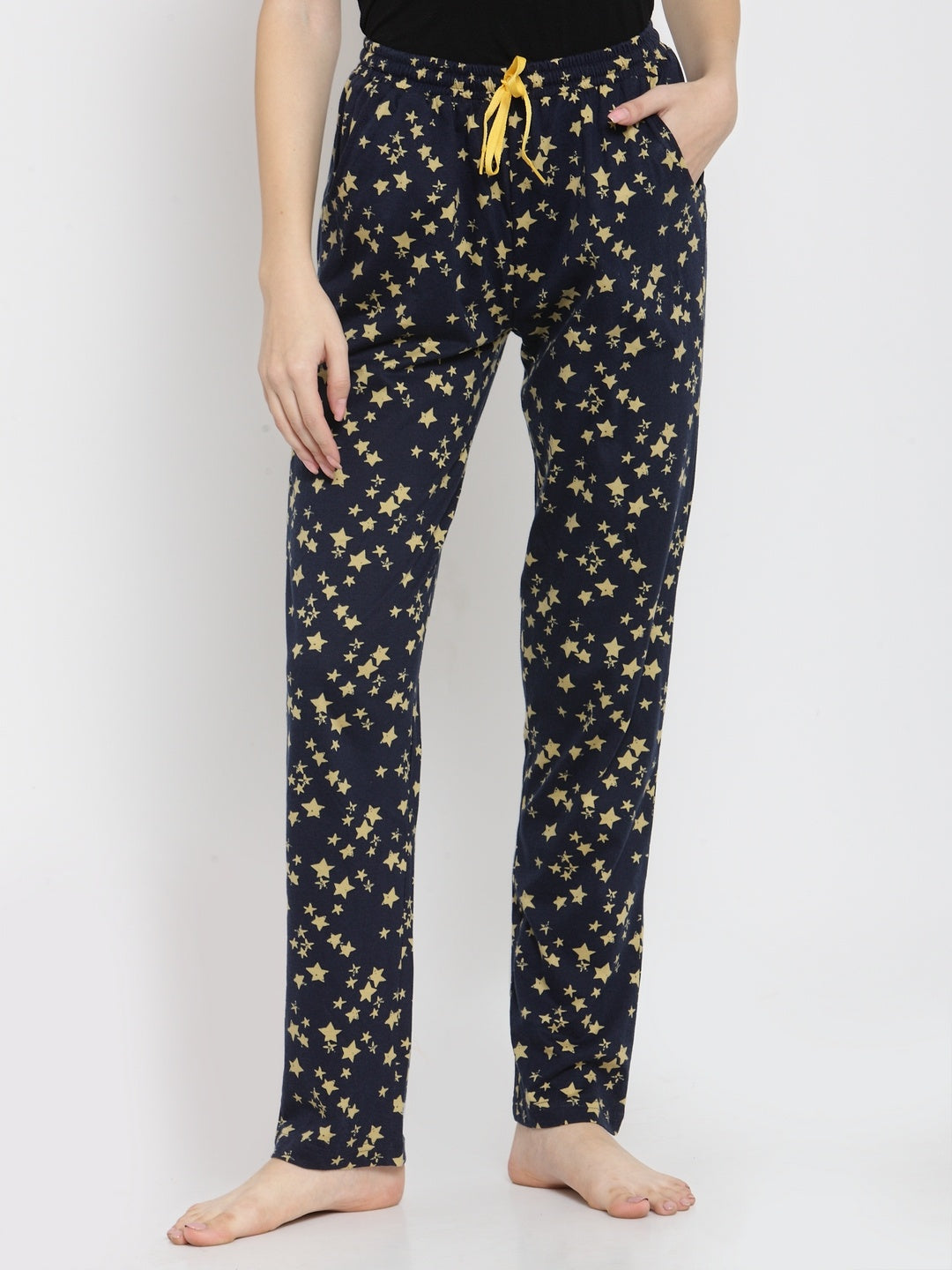 Navy Blue Abstract Printed Cotton Pyjama Claura Designs Pvt. Ltd. Lounge Pants Abstract, Cotton, Lounge Pant, Loungepant_size, Navy Blue, Pyjama
