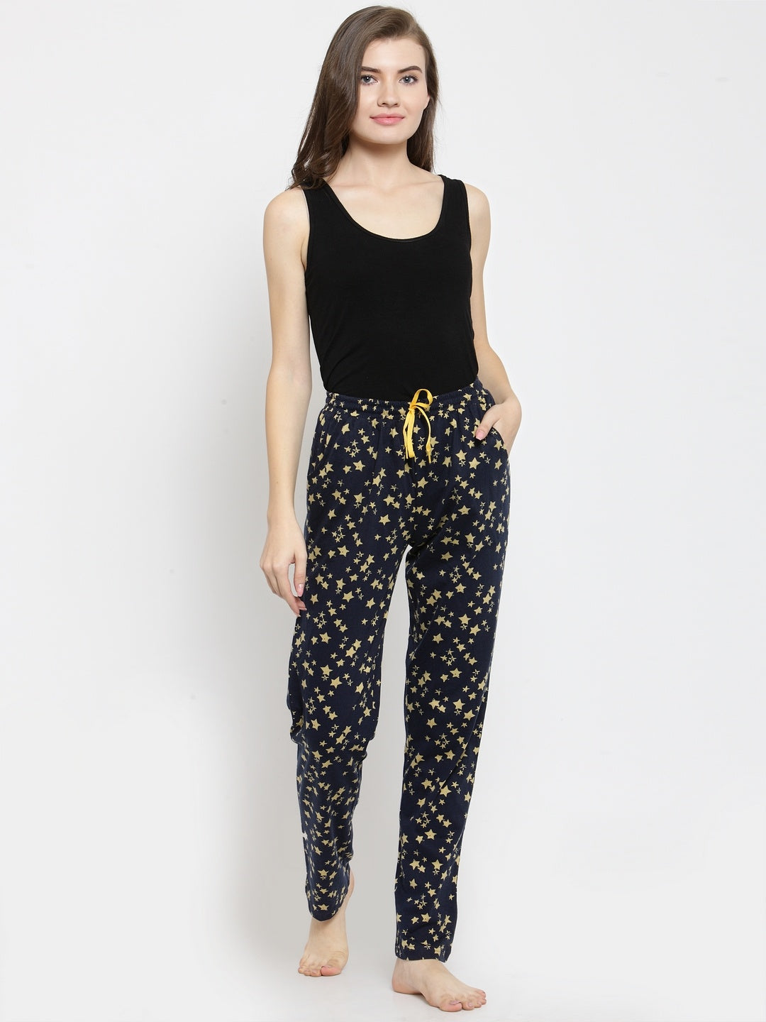 Navy Blue Abstract Printed Cotton Pyjama Claura Designs Pvt. Ltd. Lounge Pants Abstract, Cotton, Lounge Pant, Loungepant_size, Navy Blue, Pyjama