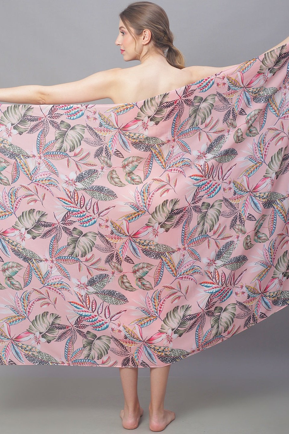 Pink Color Tie and Dye Georgette Coverup Beachwear Sarong For Woman Claura Designs Pvt. Ltd. Sarong Beachwear, Cover-up, Coverup, Free Size, georgette, Pink, Sarong, Swimwear