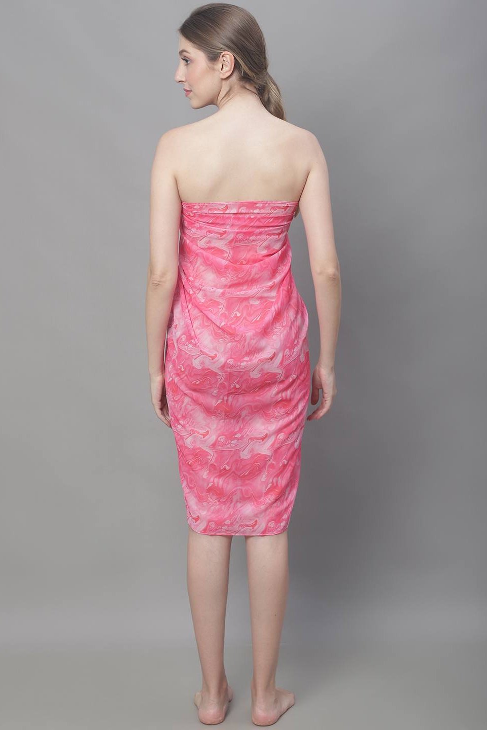 Pink Color Tie and Dye Printed Georgette Coverup Beachwear Sarong For Woman Claura Designs Pvt. Ltd. Sarong Beachwear, Cover-up, Coverup, Free Size, georgette, Pink, Sarong, Swimwear