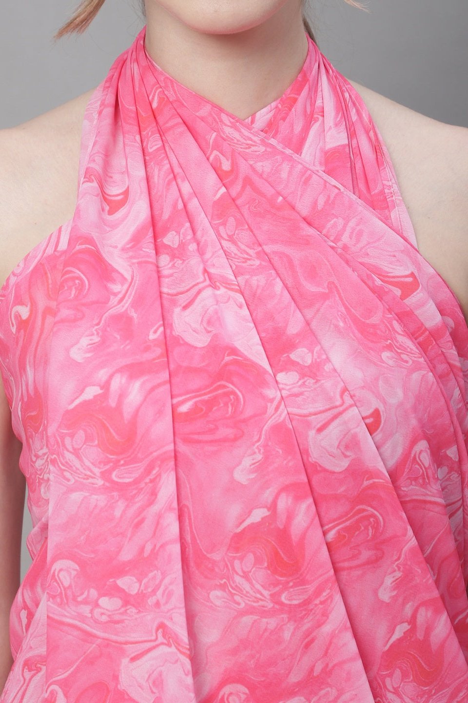 Pink Color Tie and Dye Printed Georgette Coverup Beachwear Sarong For Woman Claura Designs Pvt. Ltd. Sarong Beachwear, Cover-up, Coverup, Free Size, georgette, Pink, Sarong, Swimwear