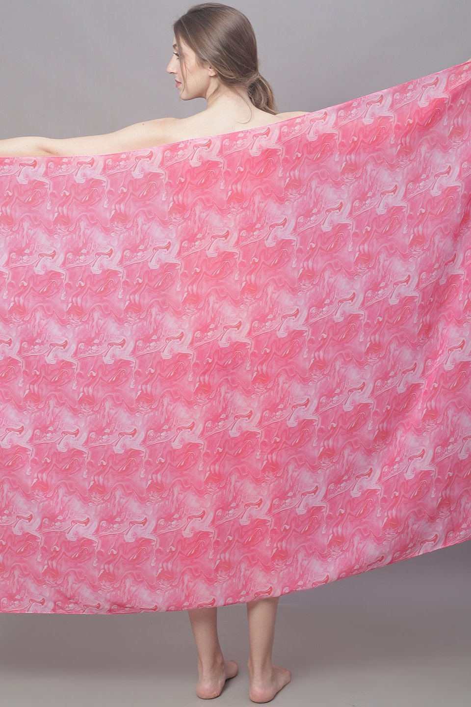 Pink Color Tie and Dye Printed Georgette Coverup Beachwear Sarong For Woman Claura Designs Pvt. Ltd. Sarong Beachwear, Cover-up, Coverup, Free Size, georgette, Pink, Sarong, Swimwear