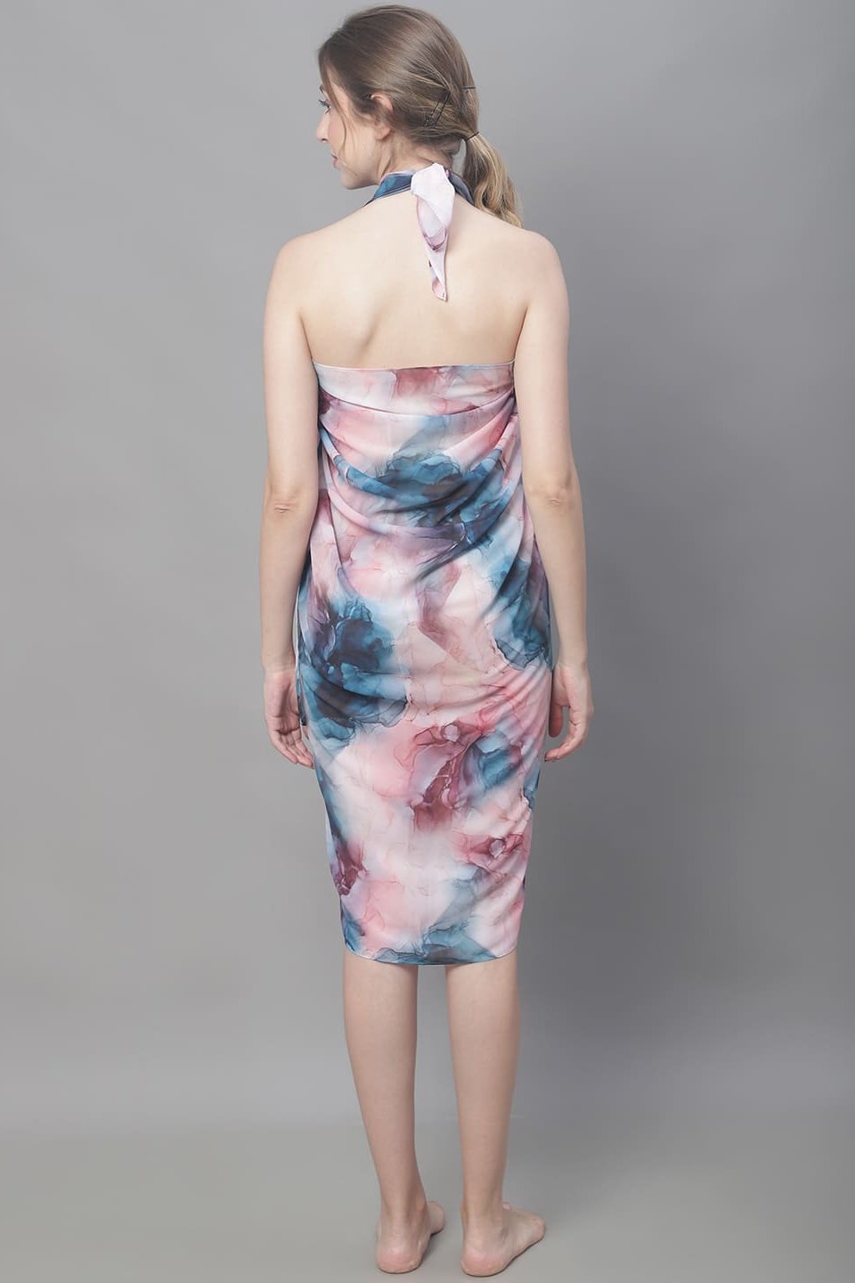 Multi Color Abstract Printed Georgette Coverup Beachwear Sarong For Woman Claura Designs Pvt. Ltd. Sarong Beachwear, Cover-up, Coverup, Free Size, georgette, multi color, Sarong, Swimwear