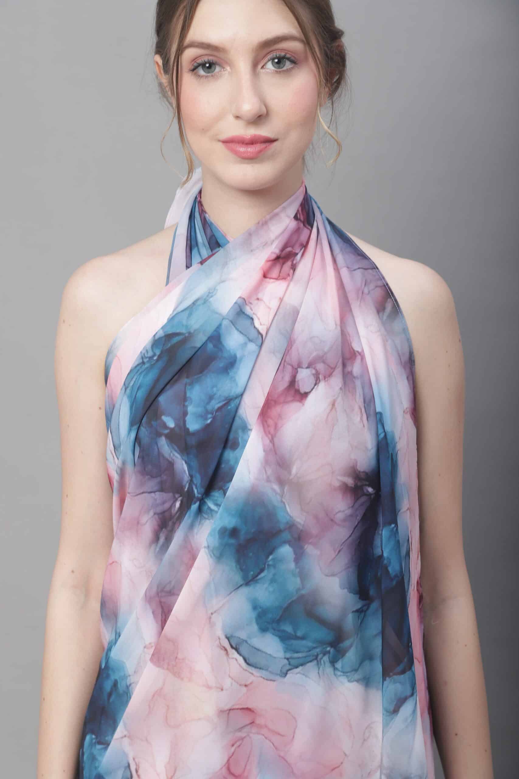 Multi Color Abstract Printed Georgette Coverup Beachwear Sarong For Woman Claura Designs Pvt. Ltd. Sarong Beachwear, Cover-up, Coverup, Free Size, georgette, multi color, Sarong, Swimwear