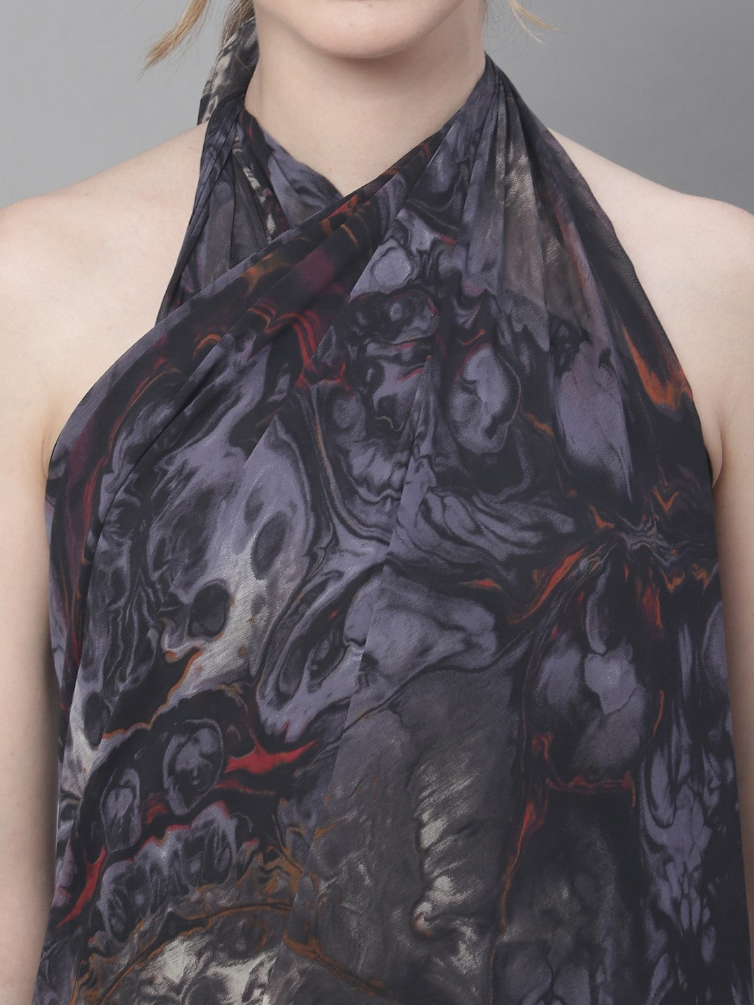 Black Abstract Printed Georgette Coverup Beachwear Sarong For Woman Claura Designs Pvt. Ltd. Sarong Abstract, Beachwear, black color, Free Size, georgette, kaftan_freesize, Printed, sarong, Swimwear